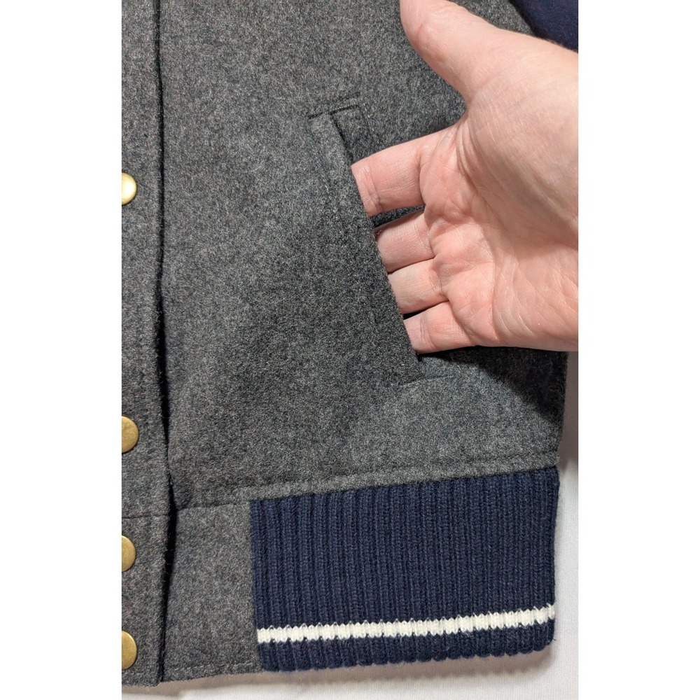 J. CREW Wool Varsity Letterman‎ Jacket Blue Gray - Women XS EUC - Picture 5 of 15